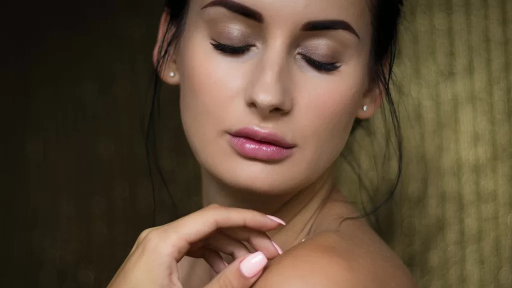 beautiful woman with closed eyes